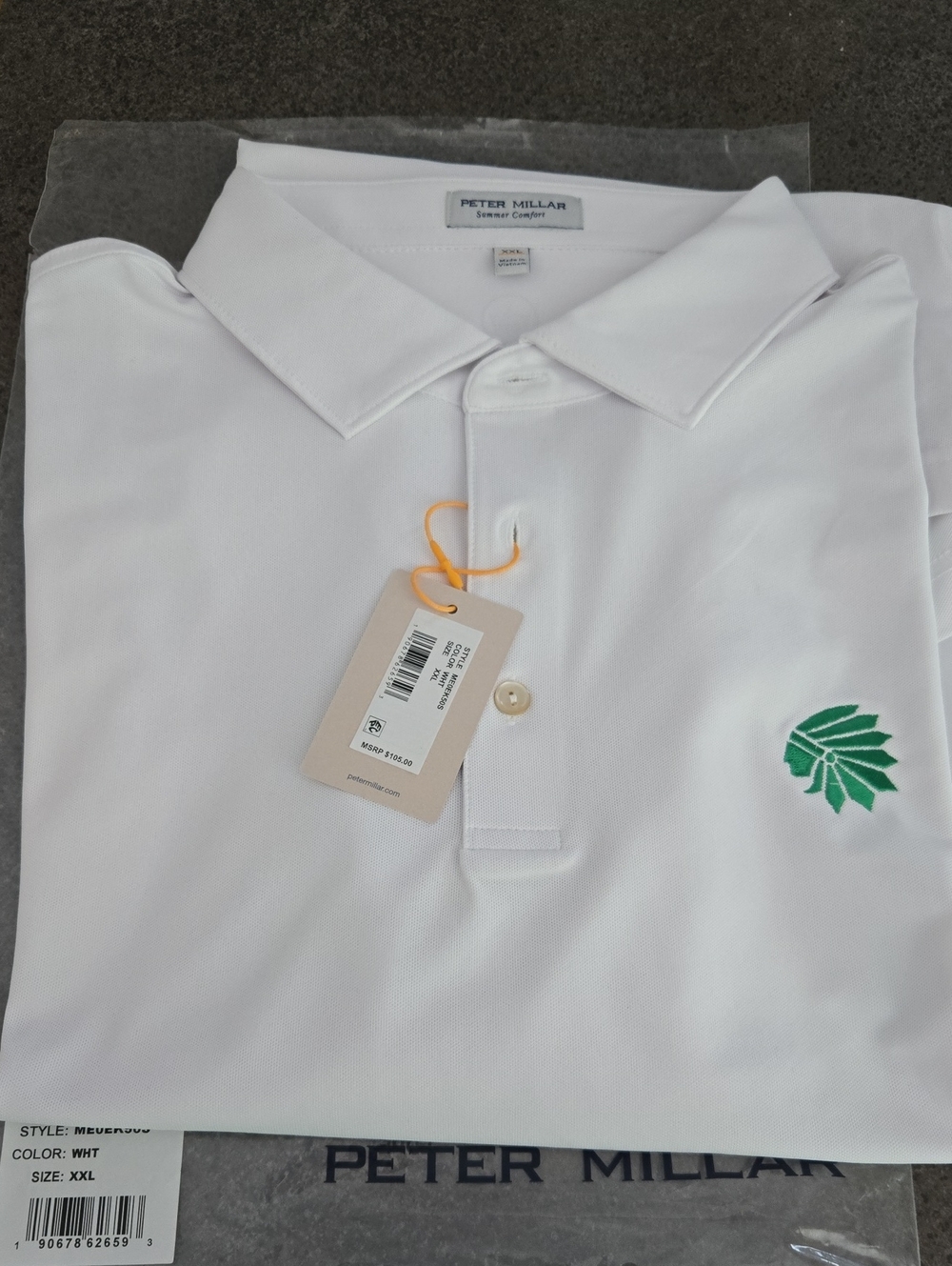 Peter Millar White Polo with Green Logo men's XXL